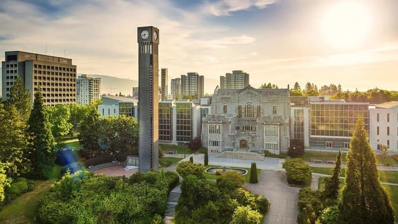 Wide view of University of British Columbia in Canada.