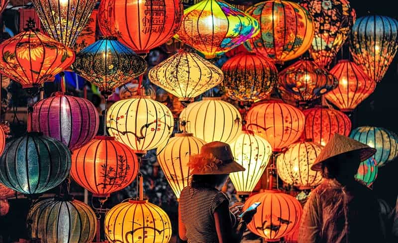 Lanterns display during festival to show Asian cultures to students studying abroad. 